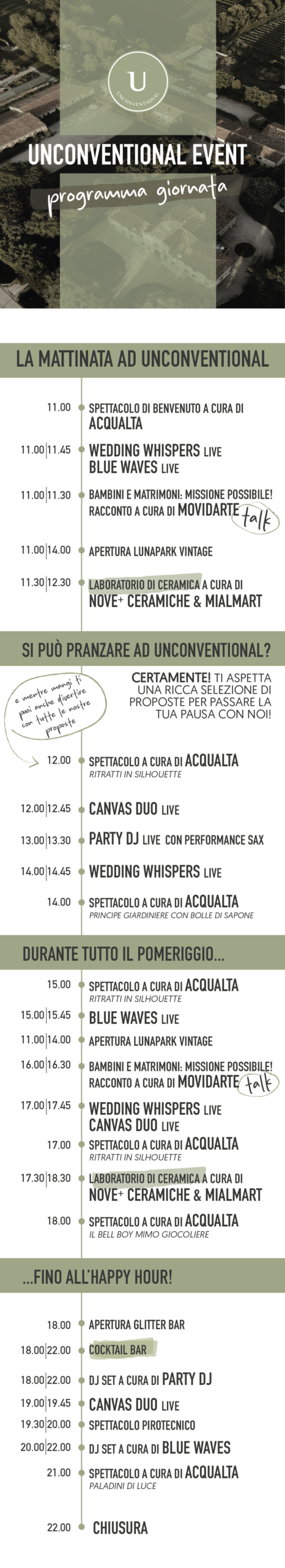 unconventional event programma domanica 22 marzo 2026 le risare